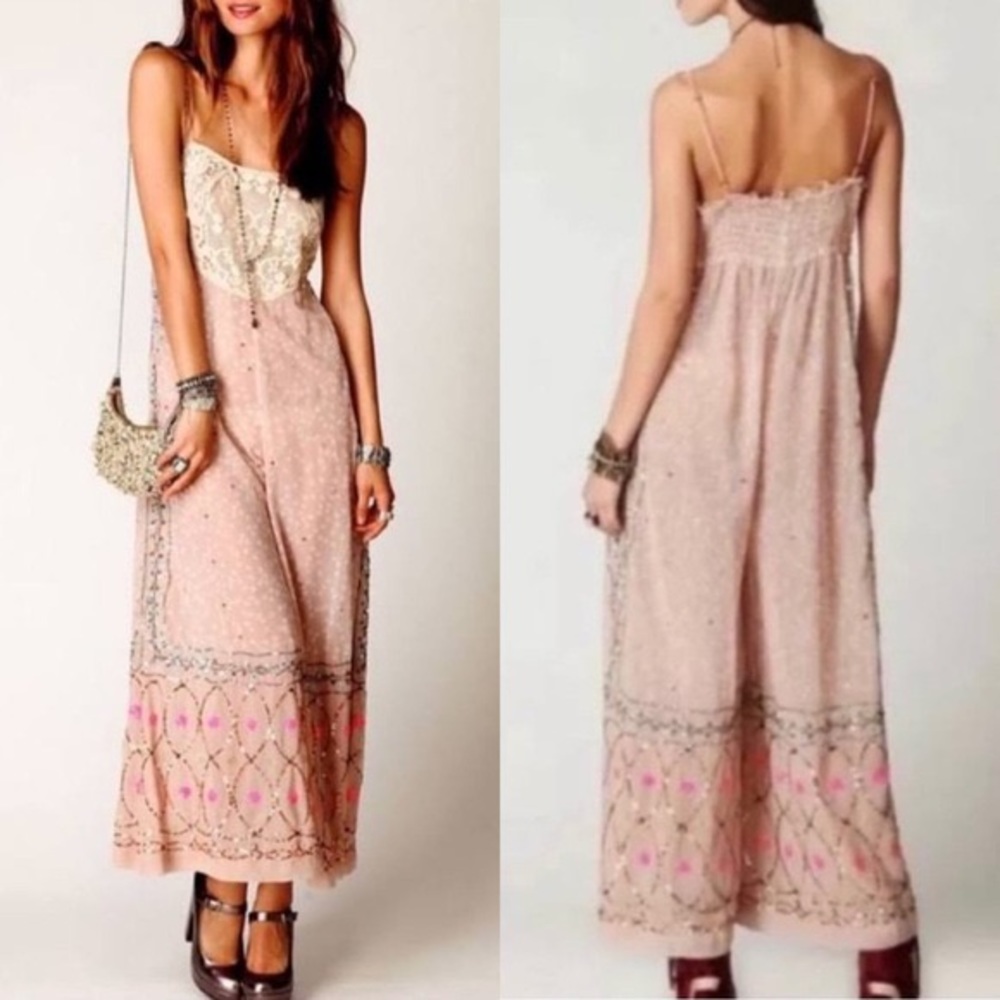 New Romantics Sequin Boho Jumpsuit Free People